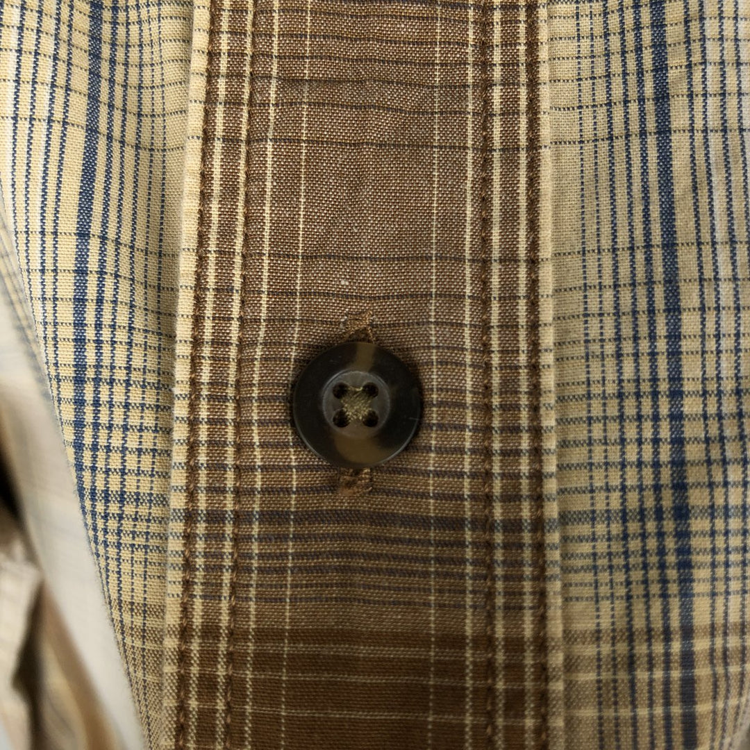 Carhartt Relaxed Fit Check Pattern Short-Sleeve Work Shirt, Men's Size L (equivalent), Button-Down cotton beige type brown Vintage Second Hand