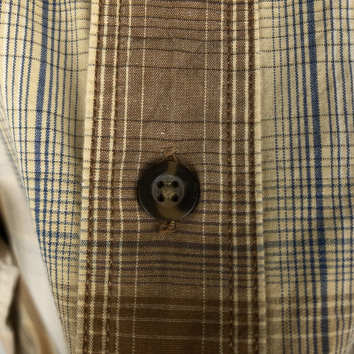 Carhartt Relaxed Fit Check Pattern Short-Sleeve Work Shirt, Men's Size L (equivalent), Button-Down cotton beige type brown Vintage Second Hand