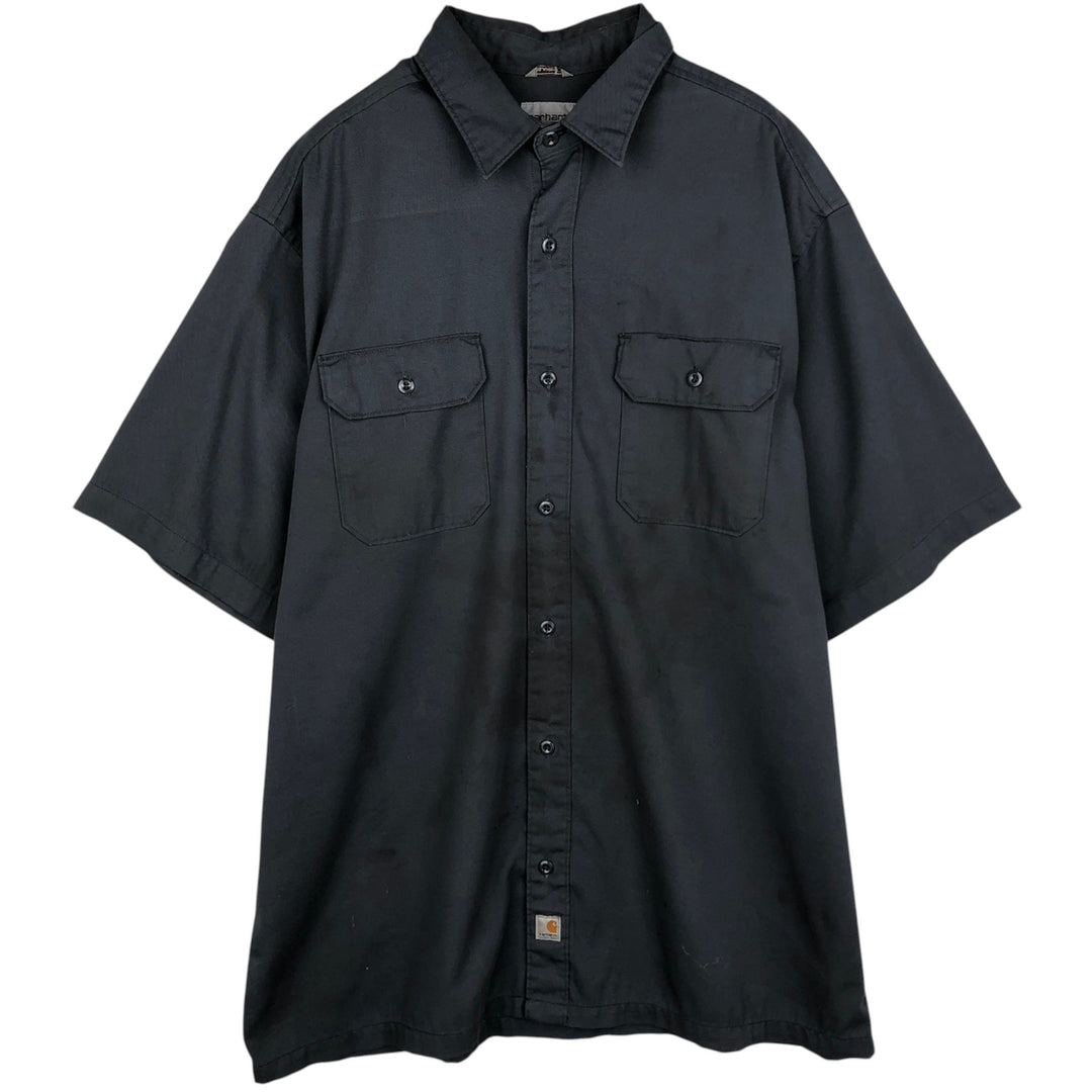 Carhartt Relaxed Fit Short-Sleeve Work Shirt, Boxy Shirt, Men's Size XL polyester gray type Vintage Second Hand