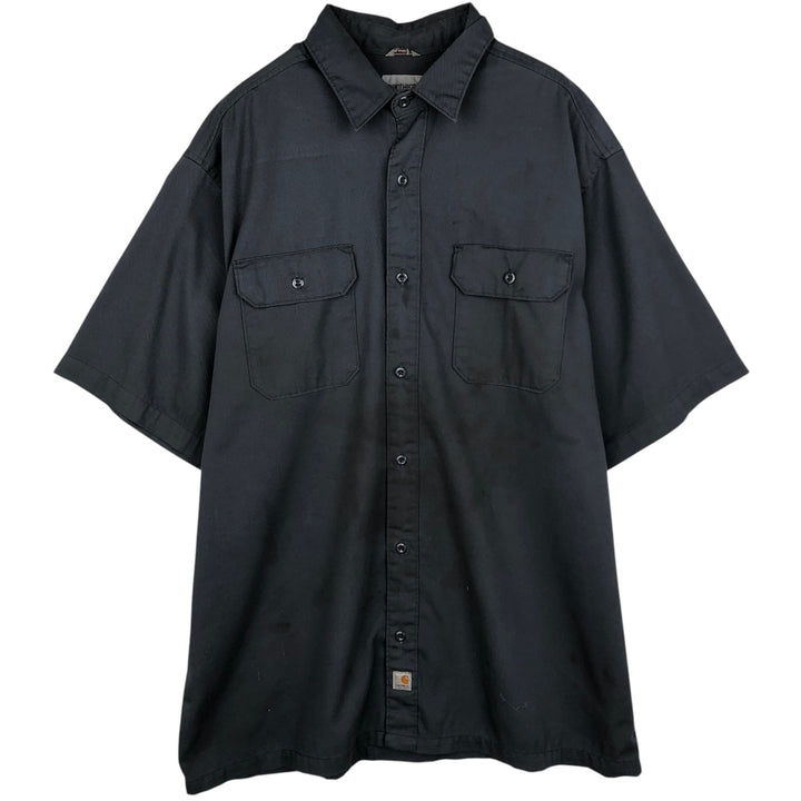 Carhartt Relaxed Fit Short-Sleeve Work Shirt, Boxy Shirt, Men's Size XL polyester gray type Vintage Second Hand