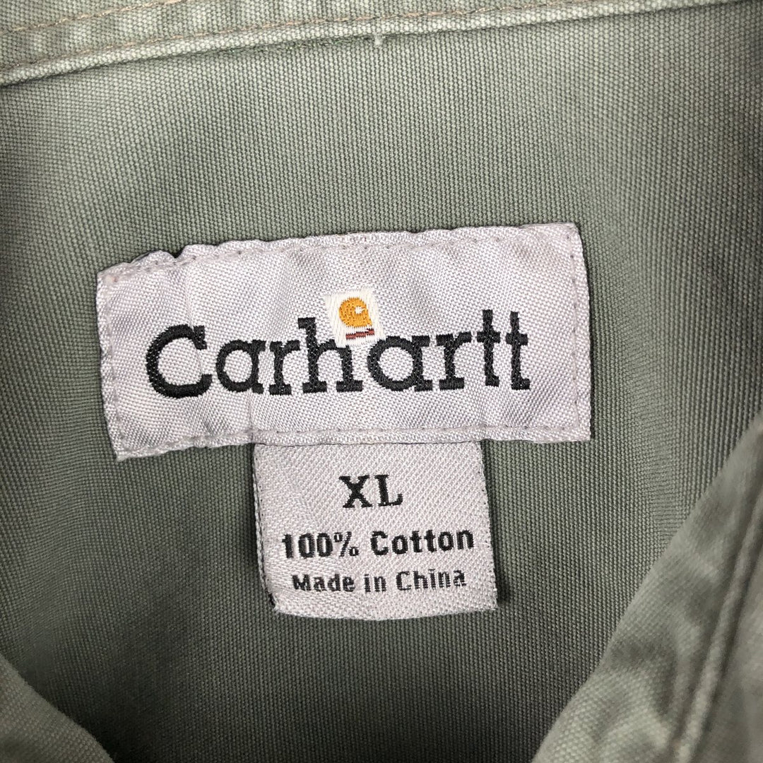 Carhartt short sleeve work shirt, men's XL size cotton Khaki type sage green Vintage Second Hand