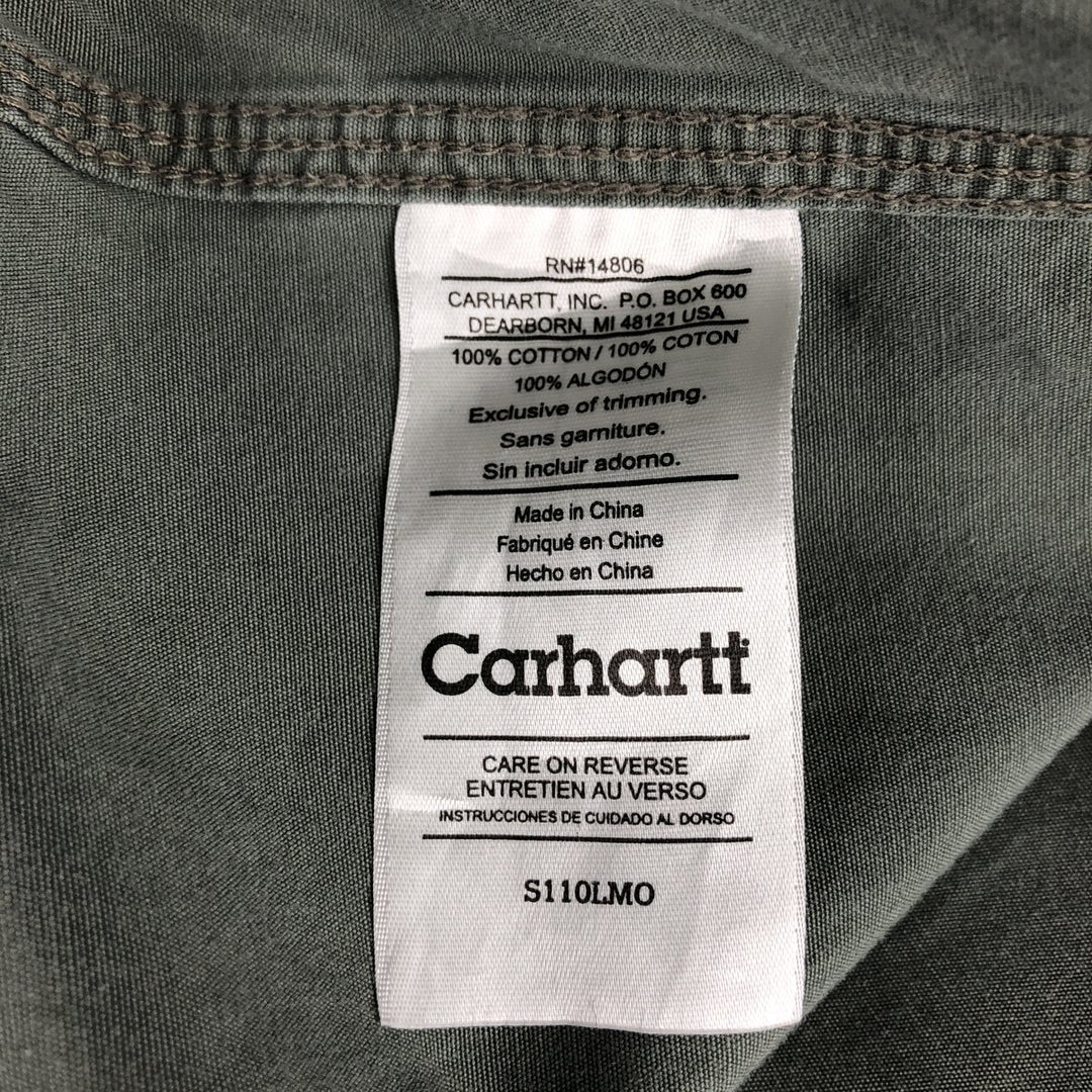 Carhartt short sleeve work shirt, men's XL size cotton Khaki type sage green Vintage Second Hand