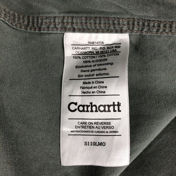 Carhartt short sleeve work shirt, men's XL size cotton Khaki type sage green Vintage Second Hand