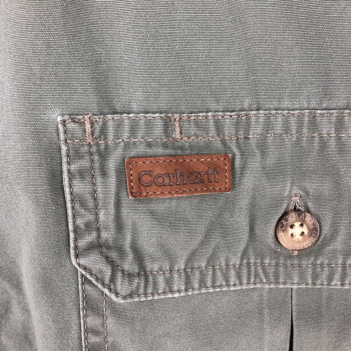 Carhartt short sleeve work shirt, men's XL size cotton Khaki type sage green Vintage Second Hand