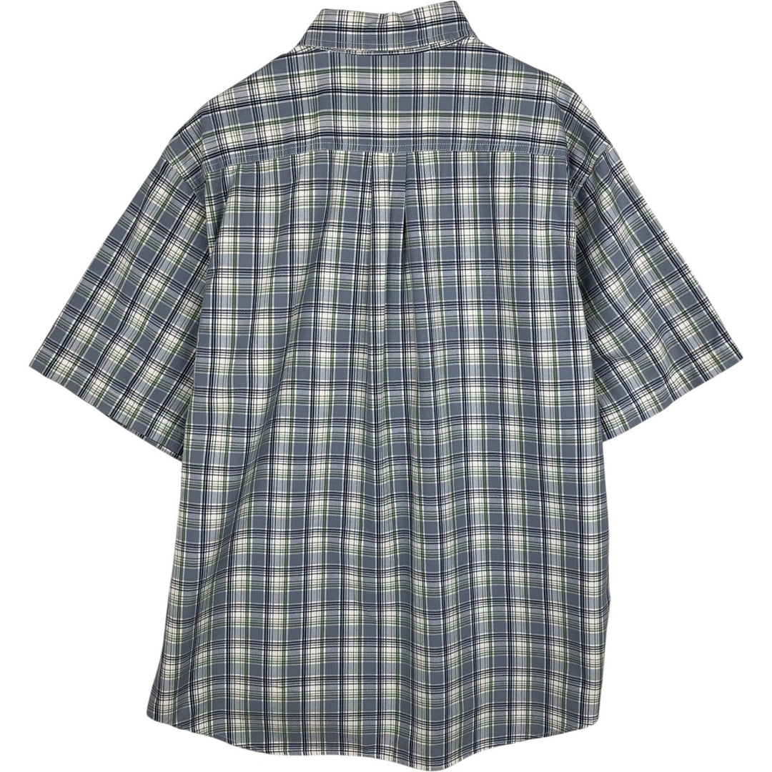 Carhartt Check Pattern Button-down Short Sleeve Work Shirt, Men's XL cotton Blue type light blue Vintage Second Hand