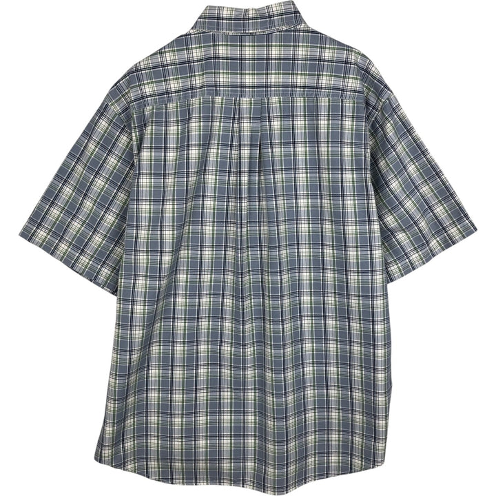 Carhartt Check Pattern Button-down Short Sleeve Work Shirt, Men's XL cotton Blue type light blue Vintage Second Hand