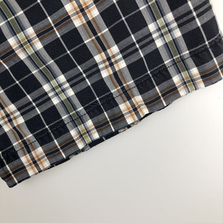 Carhartt Check Pattern Button-Down Short-Sleeve Work Shirt, Men's Size M (approx.) cotton navy blue type Vintage Second Hand