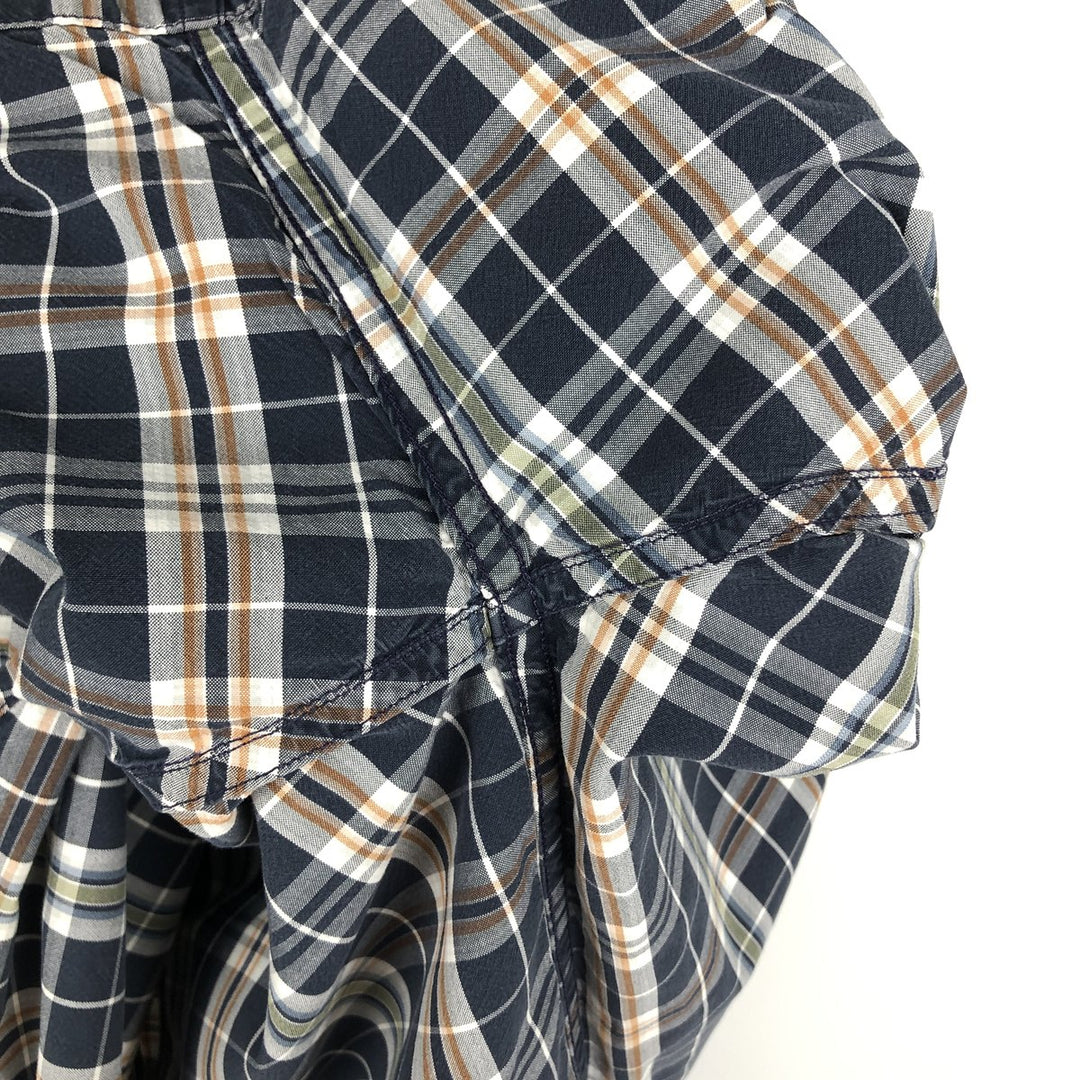 Carhartt Check Pattern Button-Down Short-Sleeve Work Shirt, Men's Size M (approx.) cotton navy blue type Vintage Second Hand