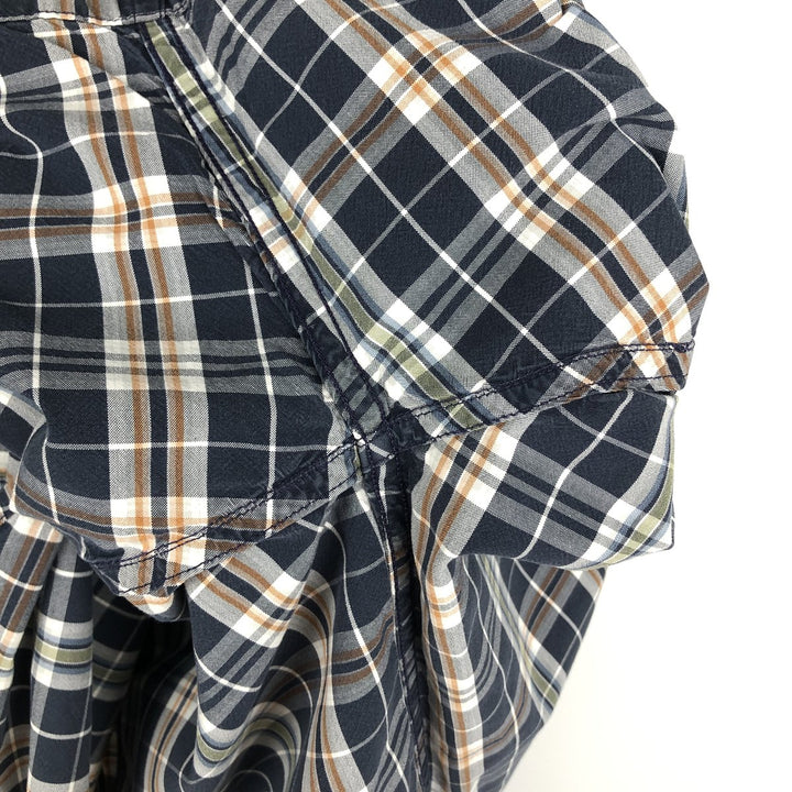 Carhartt Check Pattern Button-Down Short-Sleeve Work Shirt, Men's Size M (approx.) cotton navy blue type Vintage Second Hand