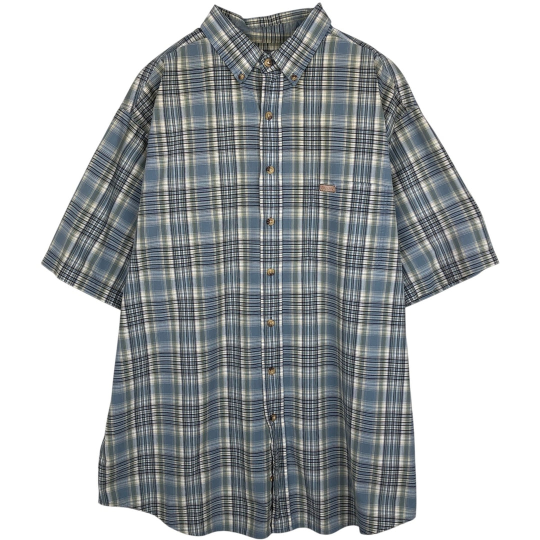 Carhartt Check Pattern Button-down Short Sleeve Work Shirt, Men's XL cotton Blue type light blue Vintage Second Hand