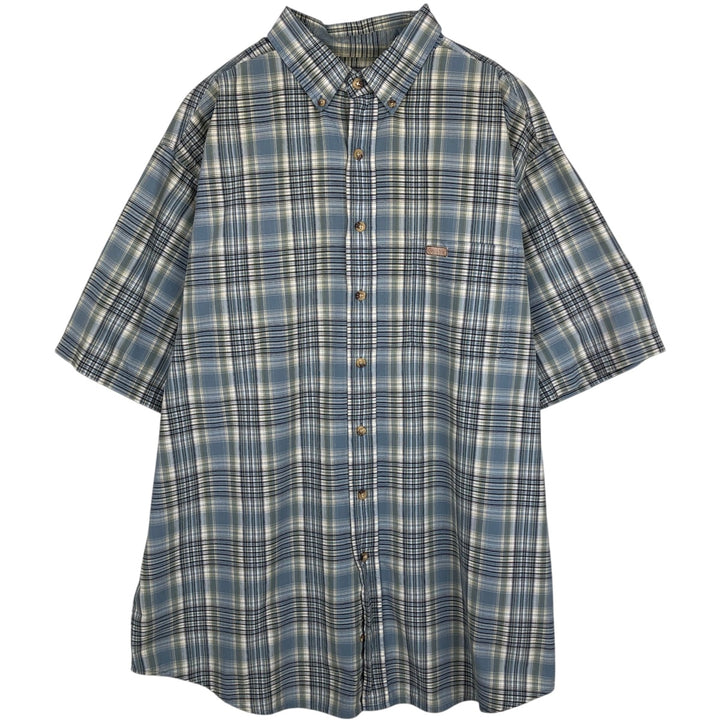 Carhartt Check Pattern Button-down Short Sleeve Work Shirt, Men's XL cotton Blue type light blue Vintage Second Hand