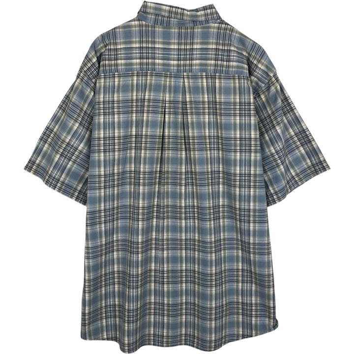 Carhartt Check Pattern Button-down Short Sleeve Work Shirt, Men's XL cotton Blue type light blue Vintage Second Hand