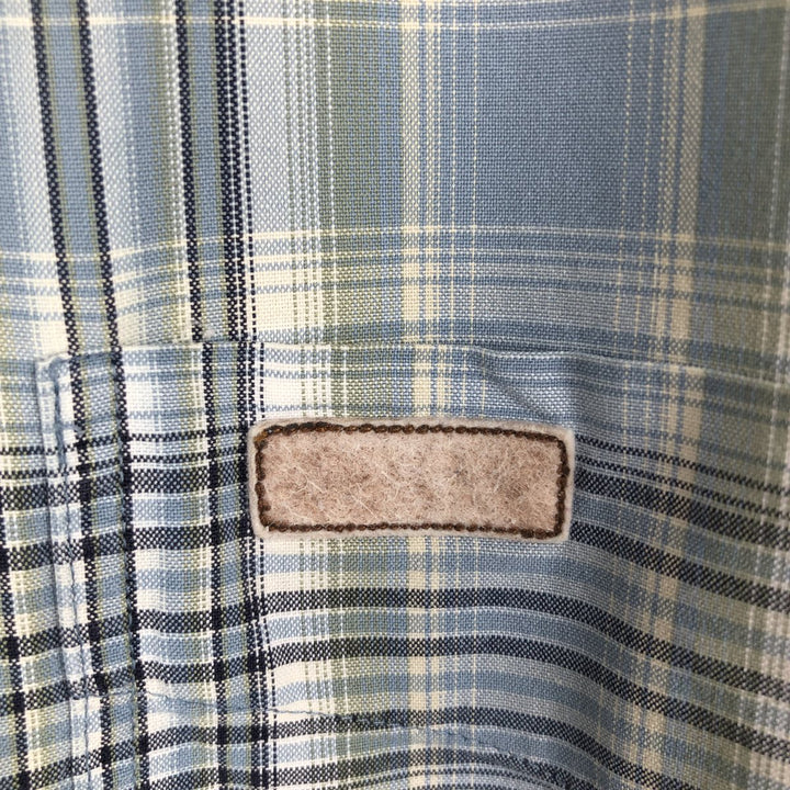 Carhartt Check Pattern Button-down Short Sleeve Work Shirt, Men's XL cotton Blue type light blue Vintage Second Hand