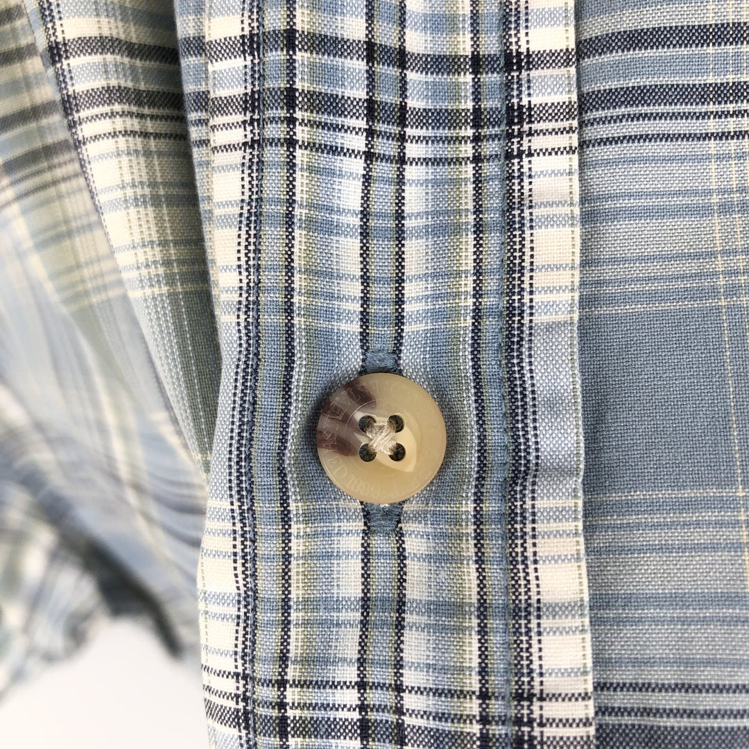 Carhartt Check Pattern Button-down Short Sleeve Work Shirt, Men's XL cotton Blue type light blue Vintage Second Hand