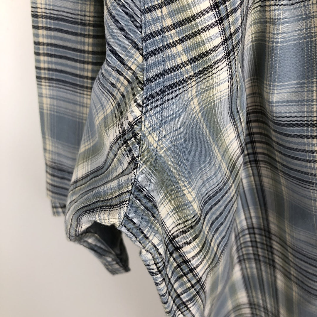Carhartt Check Pattern Button-down Short Sleeve Work Shirt, Men's XL cotton Blue type light blue Vintage Second Hand