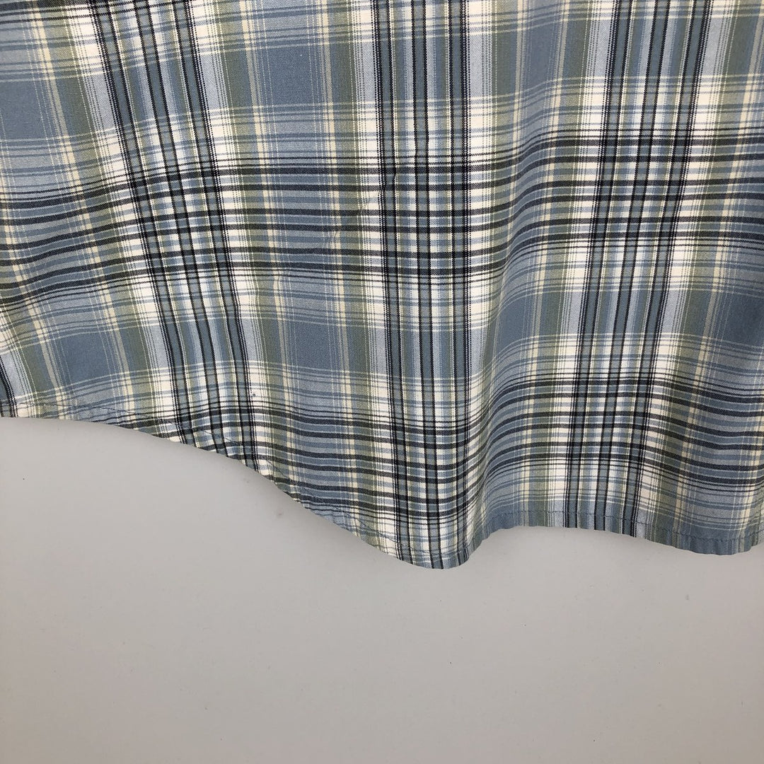 Carhartt Check Pattern Button-down Short Sleeve Work Shirt, Men's XL cotton Blue type light blue Vintage Second Hand