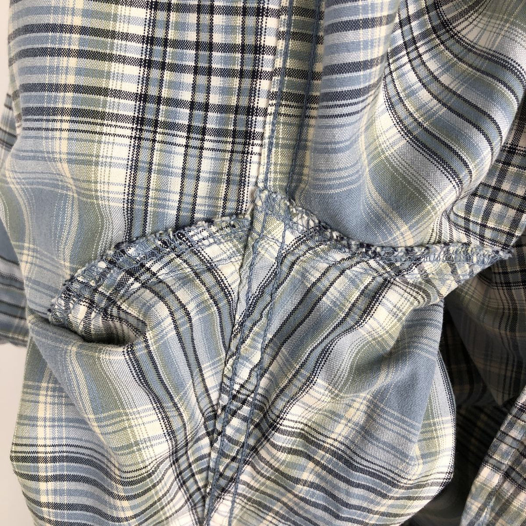 Carhartt Check Pattern Button-down Short Sleeve Work Shirt, Men's XL cotton Blue type light blue Vintage Second Hand