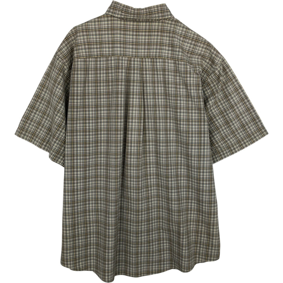 Carhartt Check Pattern Button-down Short Sleeve Work Shirt, Men's XL cotton Khaki type Vintage Second Hand