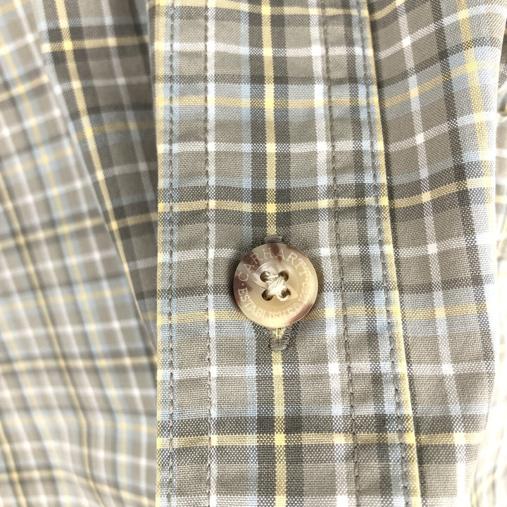 Carhartt Check Pattern Button-down Short Sleeve Work Shirt, Men's XL cotton Khaki type Vintage Second Hand