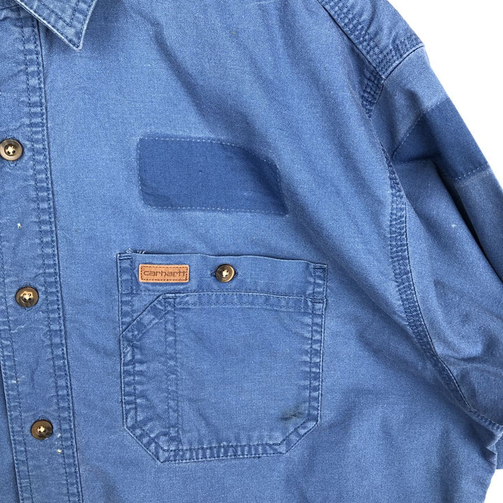 Carhartt short sleeve work shirt, men's XL size cotton blue type Vintage Second Hand