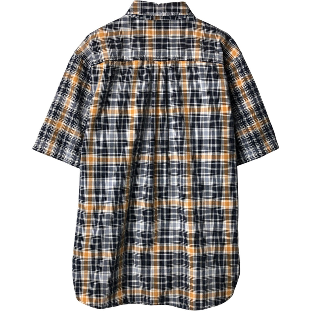 Carhartt RELAXED FIT Check Pattern Short Sleeve Work Shirt, Men's L size cotton navy blue type Vintage Second Hand