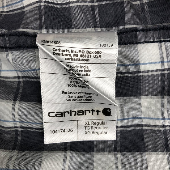 Carhartt RELAXED FIT Check Pattern Button-down Short Sleeve Work Shirt, Men's XL cotton gray type Vintage Second Hand