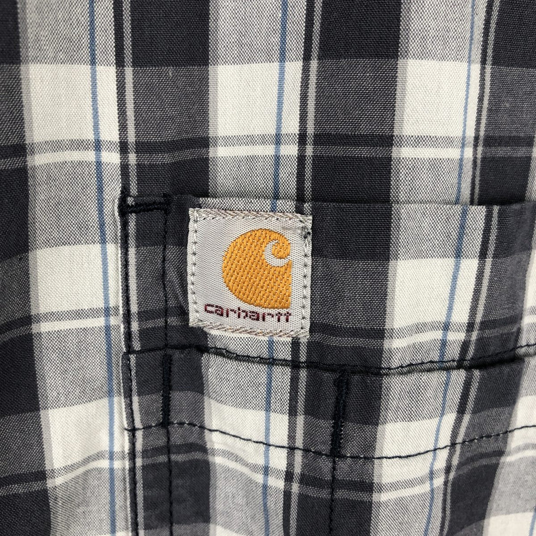 Carhartt RELAXED FIT Check Pattern Button-down Short Sleeve Work Shirt, Men's XL cotton gray type Vintage Second Hand
