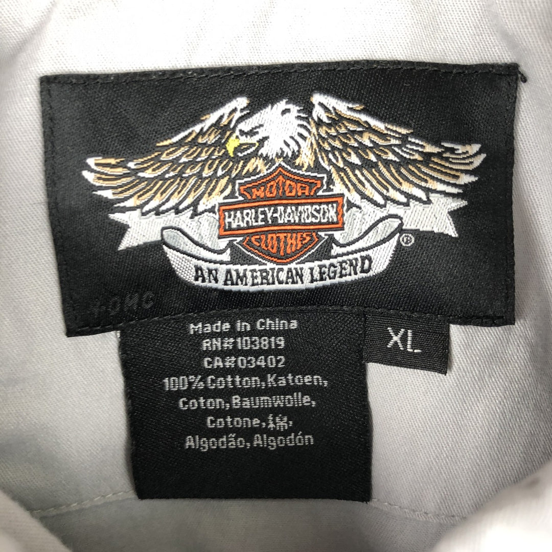 Harley-Davidson Hidden Button-Down Short Sleeve Work Shirt, Men's XL cotton gray type Vintage Second Hand