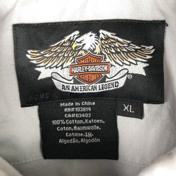 Harley-Davidson Hidden Button-Down Short Sleeve Work Shirt, Men's XL cotton gray type Vintage Second Hand