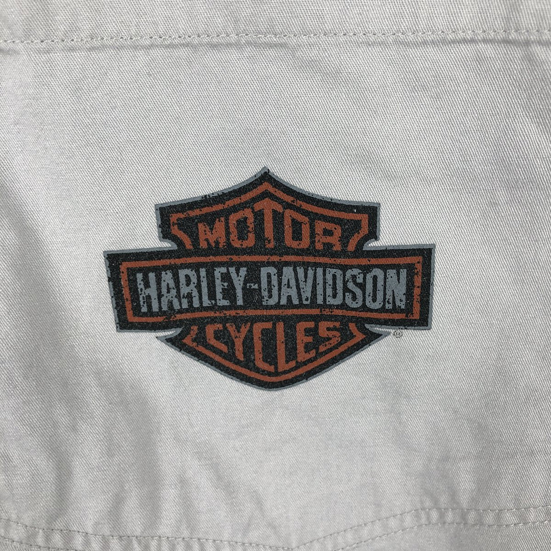 Harley-Davidson Hidden Button-Down Short Sleeve Work Shirt, Men's XL cotton gray type Vintage Second Hand