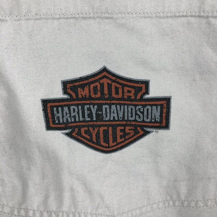 Harley-Davidson Hidden Button-Down Short Sleeve Work Shirt, Men's XL cotton gray type Vintage Second Hand