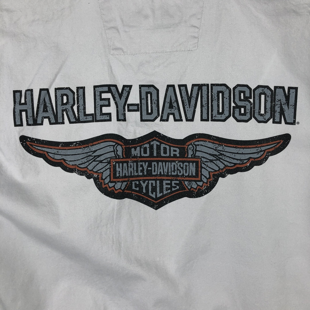 Harley-Davidson Hidden Button-Down Short Sleeve Work Shirt, Men's XL cotton gray type Vintage Second Hand