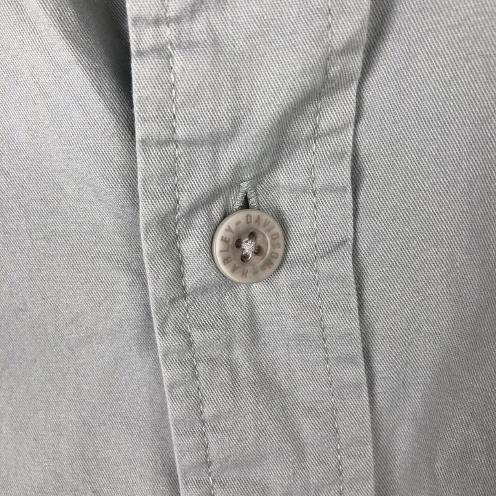 Harley-Davidson Hidden Button-Down Short Sleeve Work Shirt, Men's XL cotton gray type Vintage Second Hand