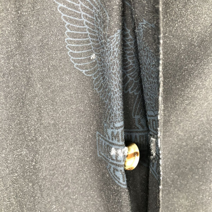 90'S Harley-Davidson Eagle Pattern Short-Sleeve Work Shirt, Boxy Shirt, Men's Size M (Equivalent), Vintage unclear black type Vintage Second Hand