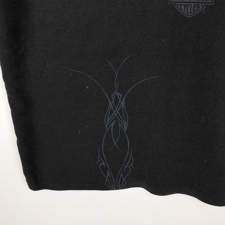 90'S Harley-Davidson Eagle Pattern Short-Sleeve Work Shirt, Boxy Shirt, Men's Size M (Equivalent), Vintage unclear black type Vintage Second Hand