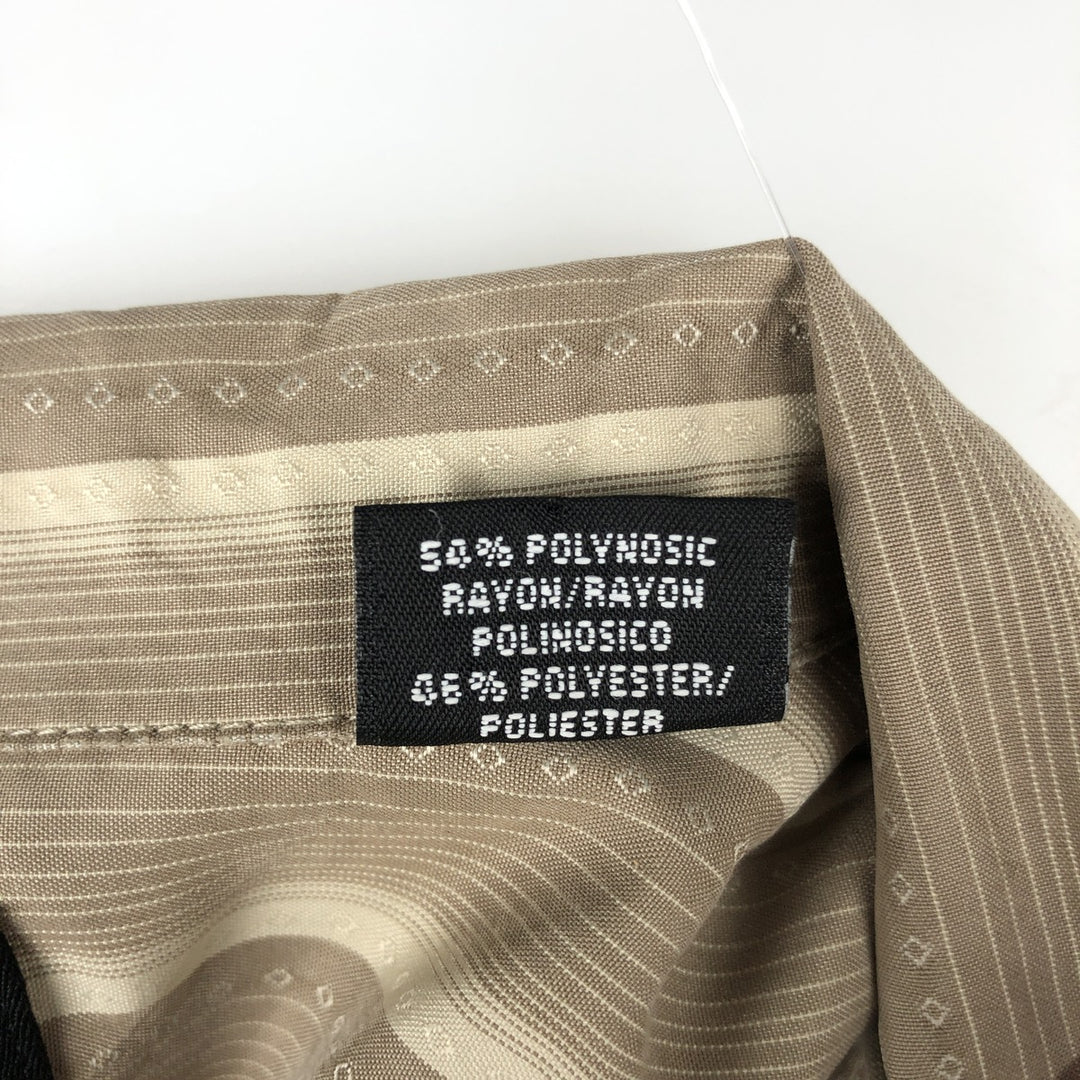 HAGGAR Stripe Pattern Multi-Stripe Short-Sleeve Polynosic x Poly Shirt Box Shirt Men's Size L (approx.) Polynosic Khaki type beige Vintage Second Hand