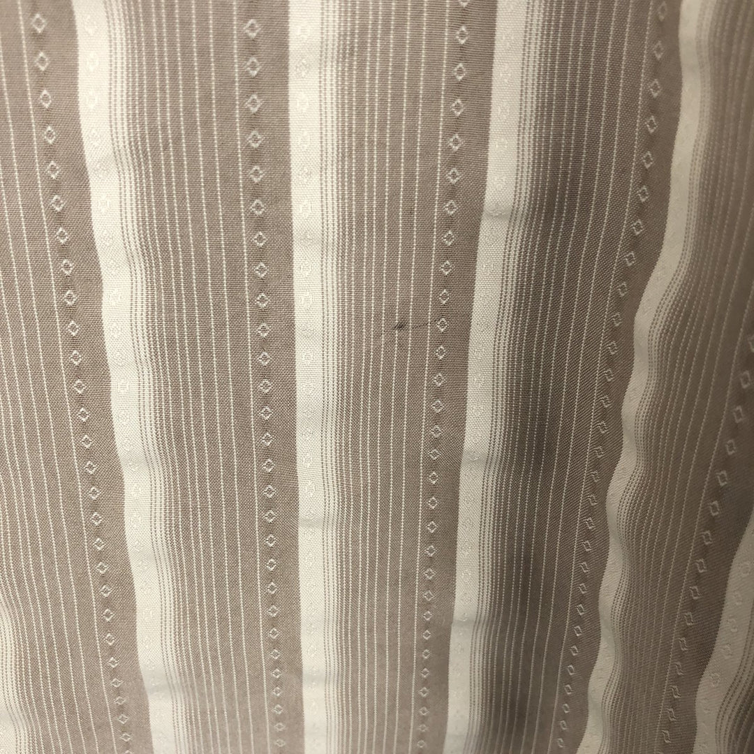 HAGGAR Stripe Pattern Multi-Stripe Short-Sleeve Polynosic x Poly Shirt Box Shirt Men's Size L (approx.) Polynosic Khaki type beige Vintage Second Hand