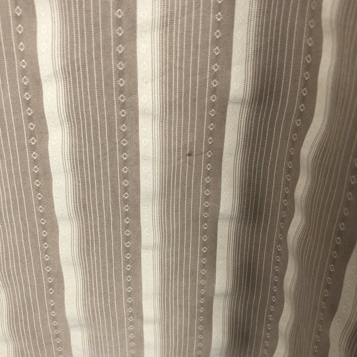 HAGGAR Stripe Pattern Multi-Stripe Short-Sleeve Polynosic x Poly Shirt Box Shirt Men's Size L (approx.) Polynosic Khaki type beige Vintage Second Hand