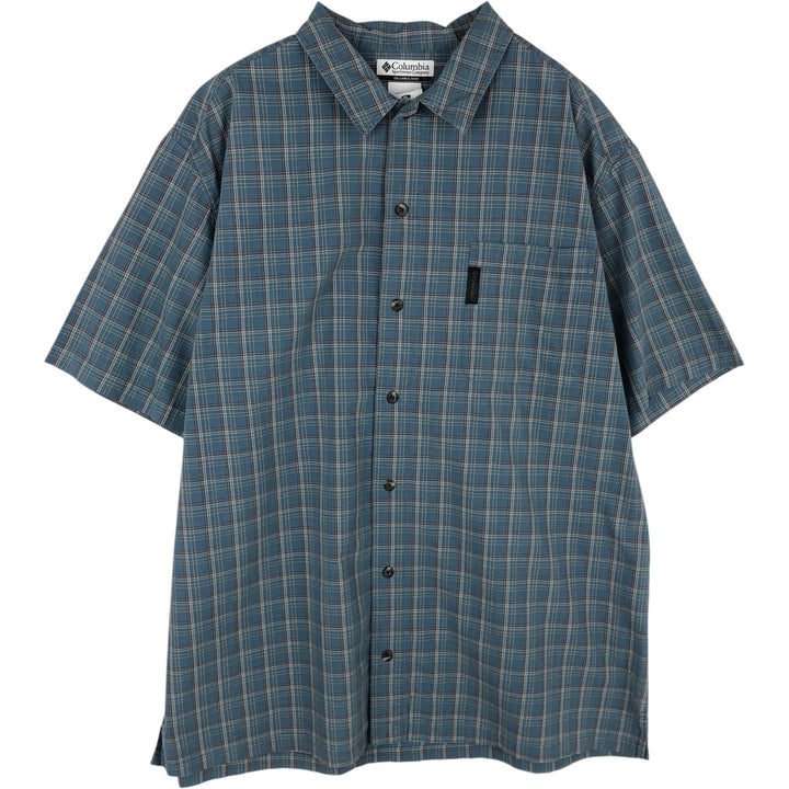 2000'S Columbia Short Sleeve Cotton Check Box Shirt, Men's XL cotton blue type Vintage Second Hand