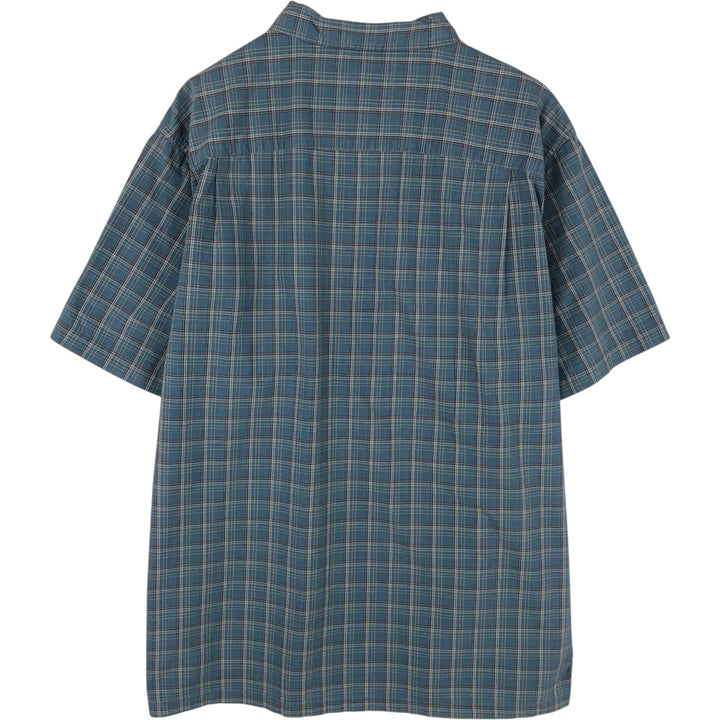 2000'S Columbia Short Sleeve Cotton Check Box Shirt, Men's XL cotton blue type Vintage Second Hand
