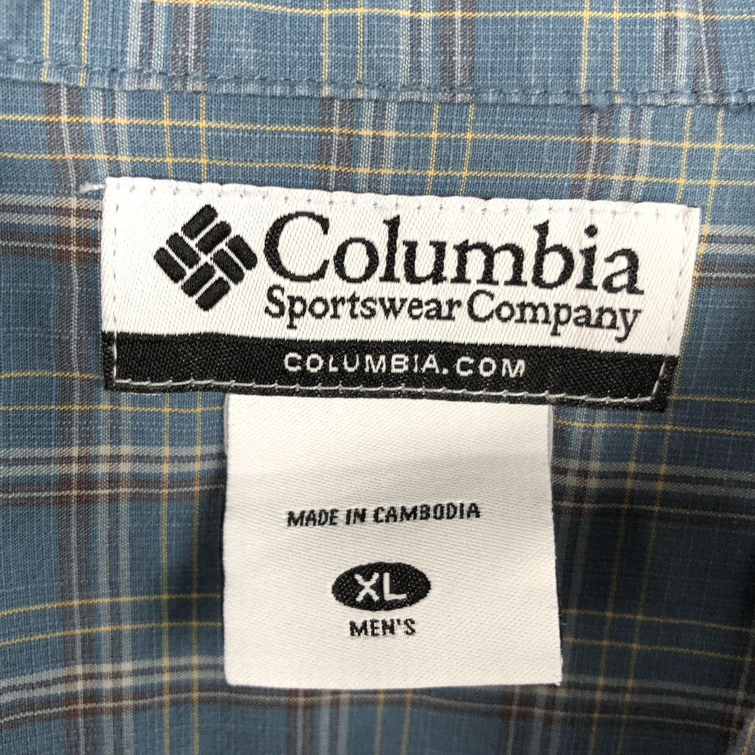 2000'S Columbia Short Sleeve Cotton Check Box Shirt, Men's XL cotton blue type Vintage Second Hand