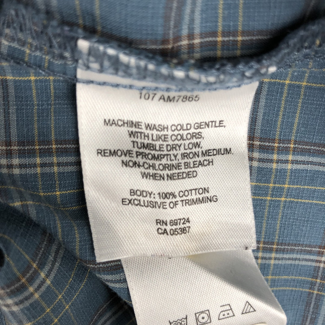 2000'S Columbia Short Sleeve Cotton Check Box Shirt, Men's XL cotton blue type Vintage Second Hand