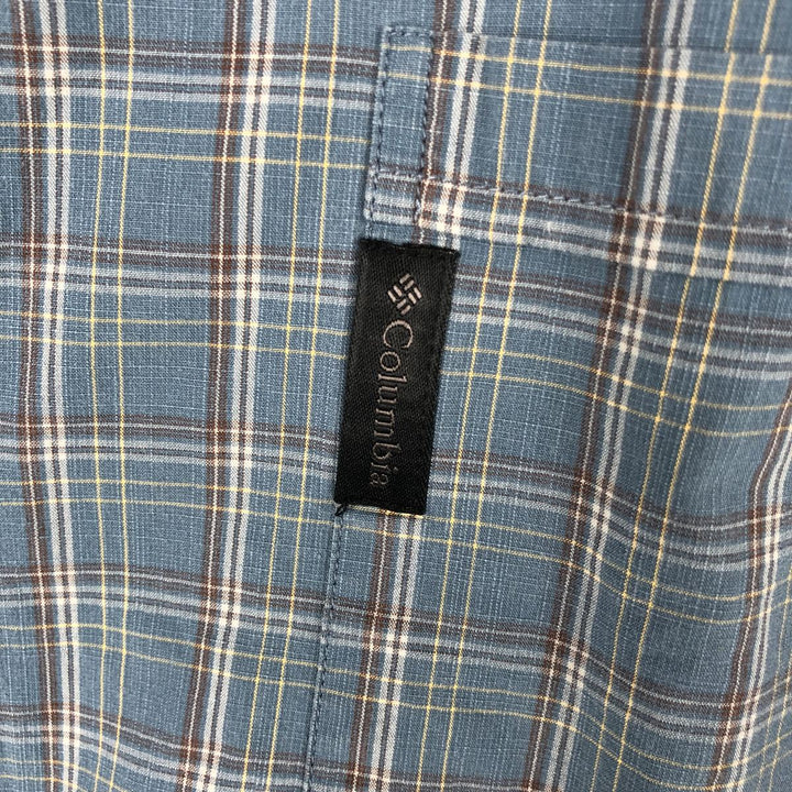 2000'S Columbia Short Sleeve Cotton Check Box Shirt, Men's XL cotton blue type Vintage Second Hand