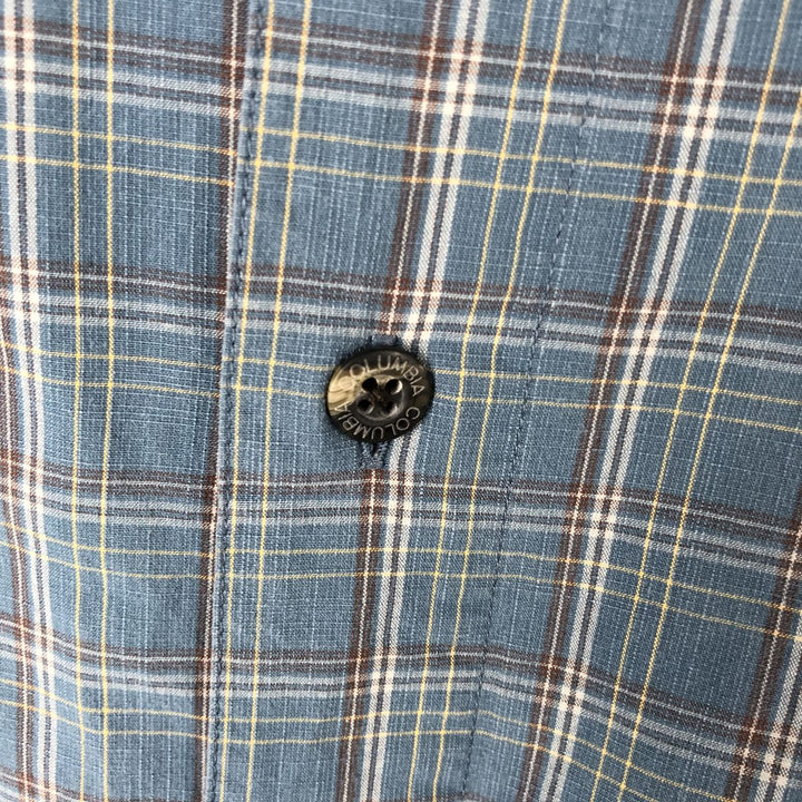 2000'S Columbia Short Sleeve Cotton Check Box Shirt, Men's XL cotton blue type Vintage Second Hand