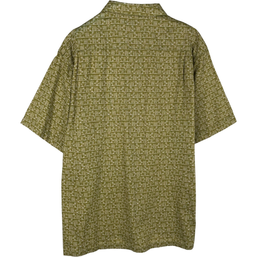 2000'S Columbia short-sleeved cotton shirt with all-over palm tree print, boxy fit, men's size L (approx.) cotton green type yellow green Vintage Second Hand