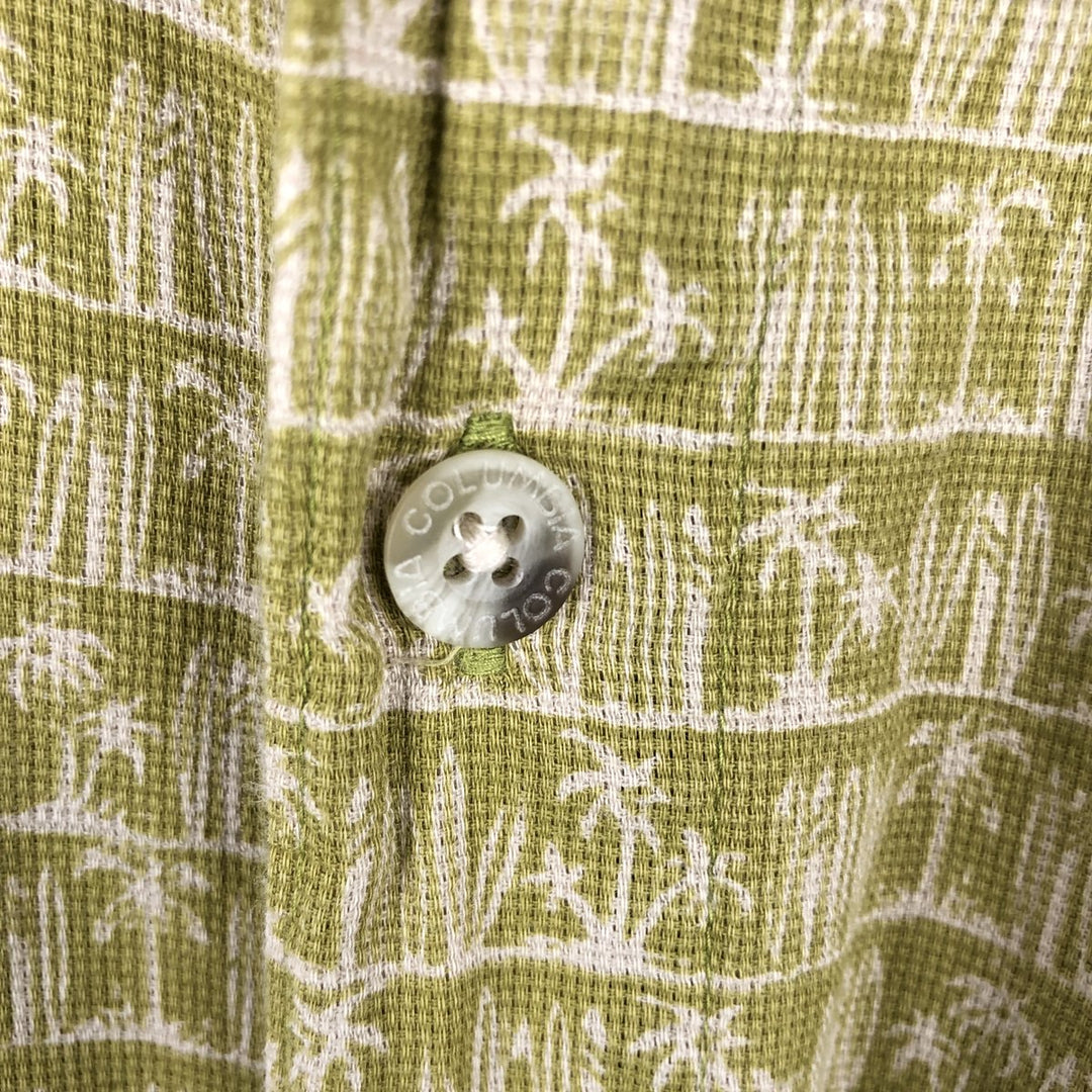 2000'S Columbia short-sleeved cotton shirt with all-over palm tree print, boxy fit, men's size L (approx.) cotton green type yellow green Vintage Second Hand