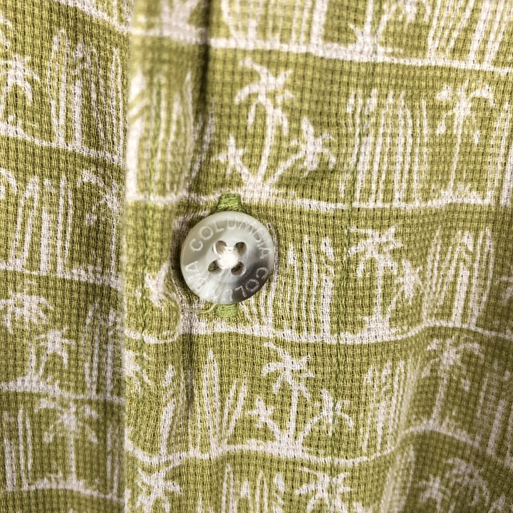 2000'S Columbia short-sleeved cotton shirt with all-over palm tree print, boxy fit, men's size L (approx.) cotton green type yellow green Vintage Second Hand