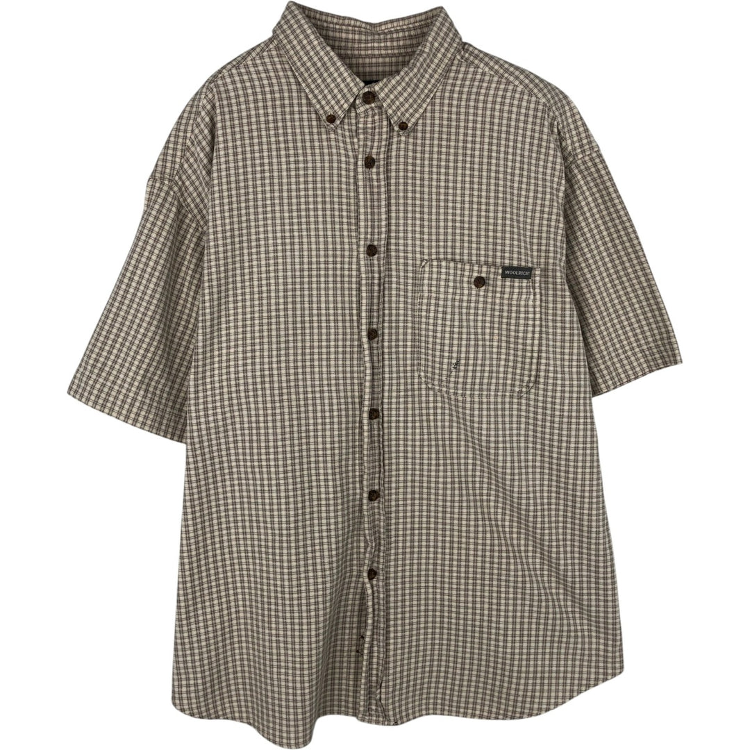 2000'S Woolrich Short-Sleeve Button-Down Check Shirt, Men's Size XL (approx.) unclear Beige type Vintage Second Hand