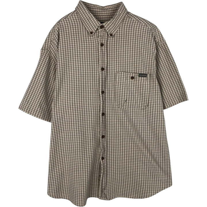 2000'S Woolrich Short-Sleeve Button-Down Check Shirt, Men's Size XL (approx.) unclear Beige type Vintage Second Hand