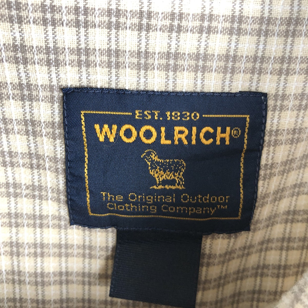 2000'S Woolrich Short-Sleeve Button-Down Check Shirt, Men's Size XL (approx.) unclear Beige type Vintage Second Hand